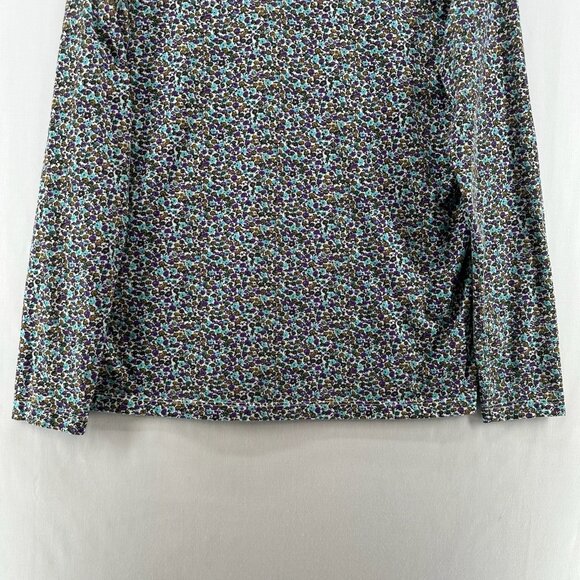 Lands End Top Women S Relaxed Fit Supima Crew Neck Long Sleeve Floral Multicolor - Picture 6 of 11